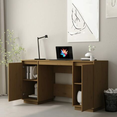 Scrivania dal design semplice in legno con 2 ante vari colori disponibili  colore : Marrone Scuro