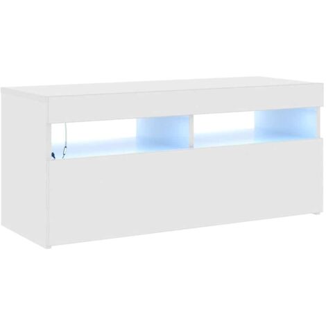 vidaXL Mobile Porta TV con Luci LED Bianco Lucido 90x35x40 cm