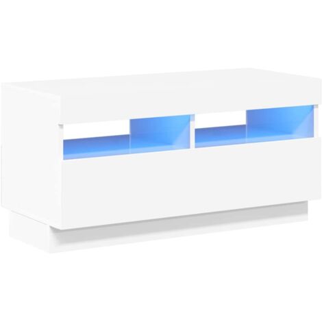 vidaXL Mobile Porta TV con Luci LED Bianco Lucido 80x35x40 cm
