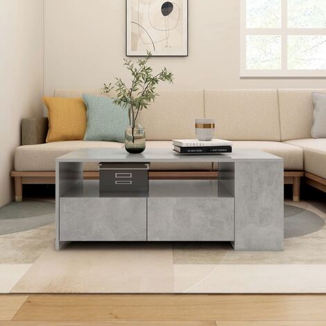 vidaXL Tavolino Salotto Grigio Cemento 102x55x42 cm Legno Compensato