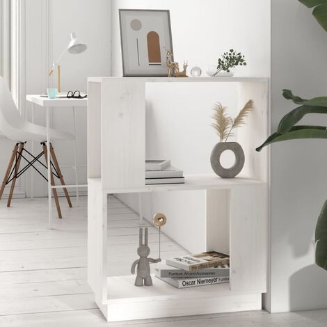 vidaXL Libreria/Divisorio Bianco 51x25x70 cm in Legno Massello di Pino (1/5)