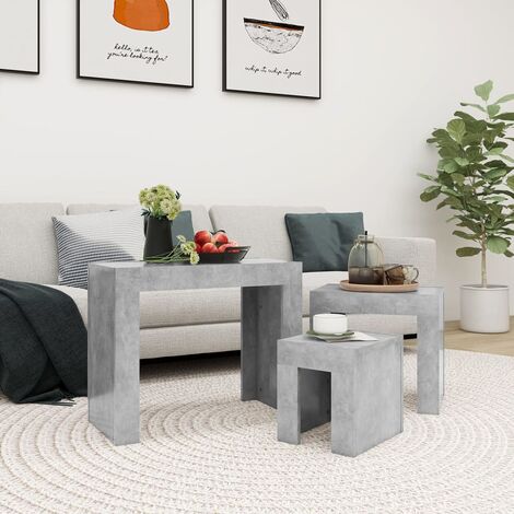 vidaXL Tavolini da Salotto Impilabili 3pz Grigio Cemento in Truciolato