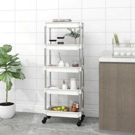 vidaXL Carrello da Cucina 5 Ripiani Bianco 42x29x128 cm Ferro e (1/5)