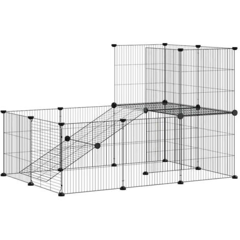 vidaXL Gabbia per Animali 20 Pannelli con Porta Nera 35x35 cm Acciaio