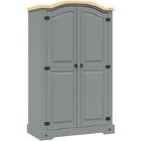 vidaXL vidaXL Armadio in Legno di Pino Messicano Corona 2 Ante Grigio