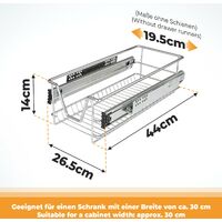 2 Cassetti Estraibili Regolabili Per Cucina - Sistema Telescopico Senza Foratura, Bianco | Per Armadi 32-53 Cm