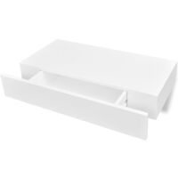 Mensola per Pareti con Cassetto Bianco MDF per Libri/DVD