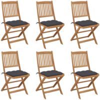 vidaXL Sedie da Giardino Pieghevoli 6 pz con Cuscini Massello Acacia