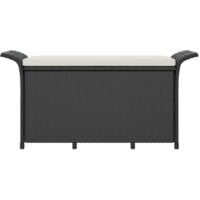 Panca da Giardino con Cuscino Nero 116x46x57 cm in Polyrattan