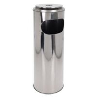 Cestino Portarifiuti Laterale In Acciaio Inox 30L Con Posacenere | Secchio Per Rifiuti Da Cucina E Ufficio, Design Verticale - 2