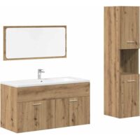 vidaXL Set Mobili da Bagno 3 pz Rovere Artigianale Legno Multistrato