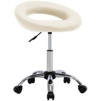 vidaXL Sedia da Lavoro con Ruote Crema in Similpelle