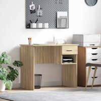vidaXL Scrivania rovere sonoma 90 x 49.5 x 75 cm Legno multistrato
