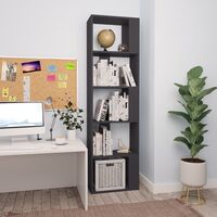 Library shelf divider modern 45x24x159 cm wood with 5 compartments colore : GRIGIO