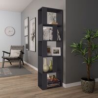 Library shelf divider modern 45x24x159 cm wood with 5 compartments colore : GRIGIO