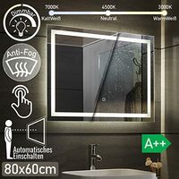 Specchio Retroilluminato da Bagno Touch Antiappanamento 3 Modalità di Luce  dimensioni : 80x60cm