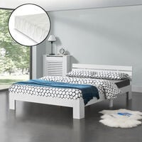 Letto in Legno con Materasso con Testiera Stile Moderno Bianco varie misure  colore : 140 x 200