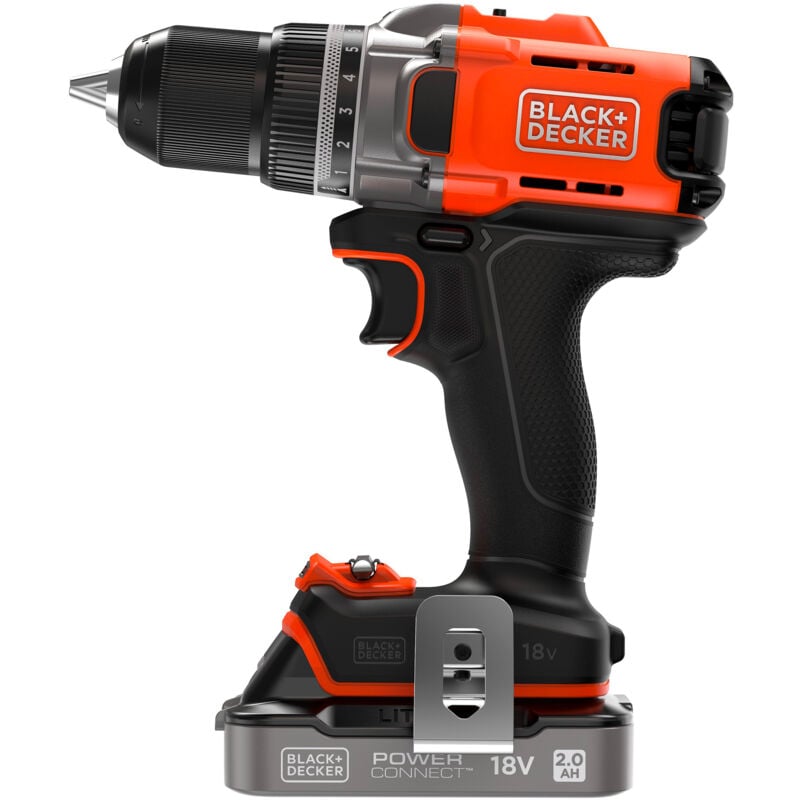 BLACK+DECKER Perceuse Visseuse Éco-Responsable 18V 2 Batteries 2Ah – En Mallette - BCD382D2XK-QW
