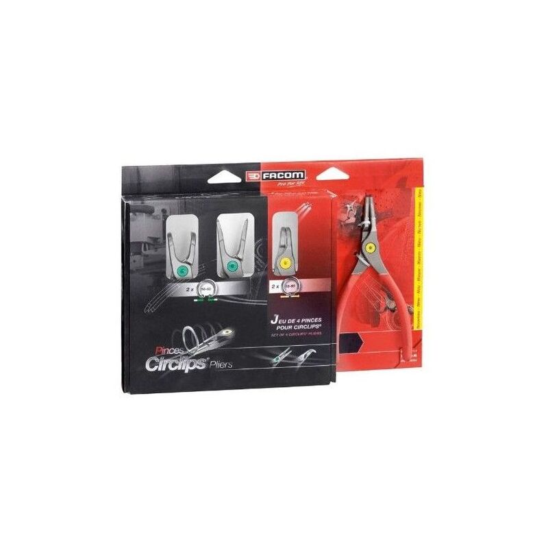 Kit Pinces à Circlips Bergen - 4 Pinces Internes/Externes Droites & Courbées | Pour Mécanique Auto/Moto