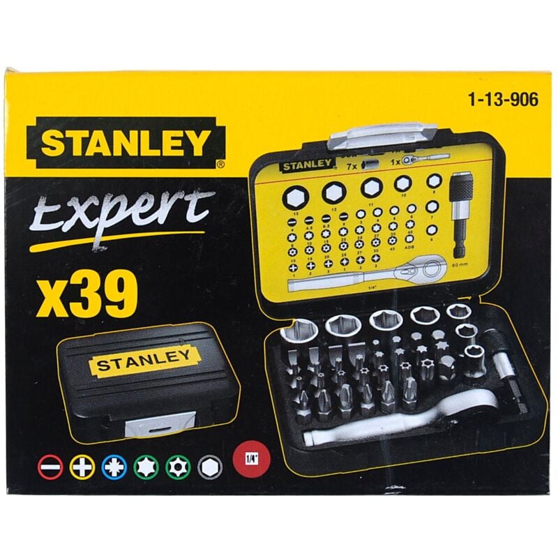 Porte-embout pour visseuse Stanley sta60490-xj coffret boîte compacte 30  vissage de 25 mm avec la présence d'un code couleur + 1 porte-embout,  noir