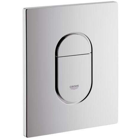 Grohe – Plaque de commande WC chrome finition métal – Montage vertical – Système double chasse – Compatible mécanismes pneumatiques – 38844000