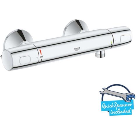 Grohe – Mitigeur thermostatique de douche – Finition chromée durable – Technologie CoolTouch pour sécurité – Poignées ergonomiques en métal