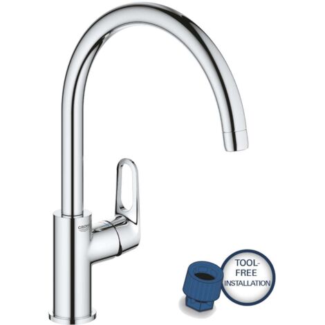 Mitigeur monocommande de cuisine avec bec haut pivotant – Finition chrome éclatante – Cartouche céramique 28mm – GROHE Zero sans plomb