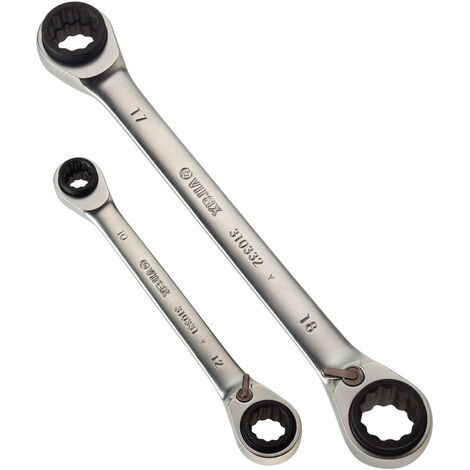 Virax – Clé à cliquet 4 en 1 pour 8 dimensions 8-19mm – Angle de réajustement 5° – Compacte pour espaces restreints – 310330