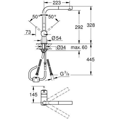 Mitigeur de cuisine GROHE Minta - Rotation 360° et douchette extractible