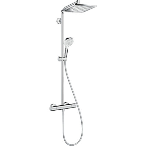 [JAMAIS UTILISÉ] Hansgrohe – Colonne de douche thermostatique Crometta E 240 – Douche de tête carrée 24cm orientable – Mitigeur thermostatique Ecostat 1001 – Flexible 1,60m (1/5)