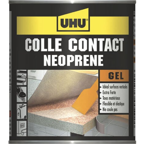 UHU Contact néoprène gel - Colle super forte universelle et gélifiée, ne goutte pas et ne file pas, adhère immédiatement, transparente, pot 215g
