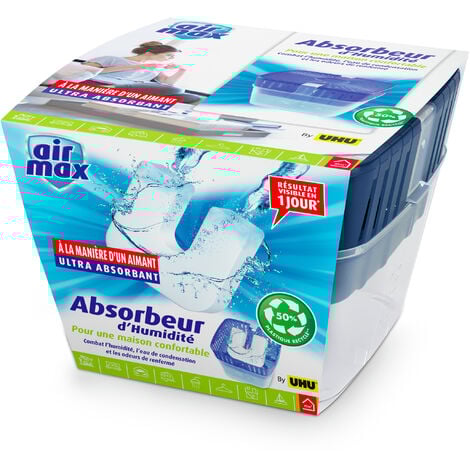 UHU Air max magnet - Absorbeur d'humidité très rapide et efficace, un absorbeur de  450g et 1 recharge magnet ultra-absorbante 450 g incluse