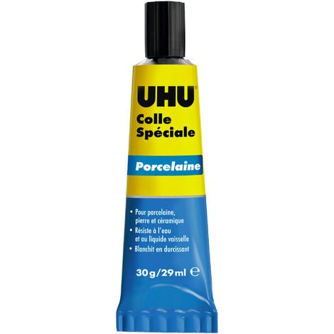 UHU Colle spéciale porcelaine - Colle idéale pour la porcelaine, le marbre, le grès et la céramique, blanche, tube 30g