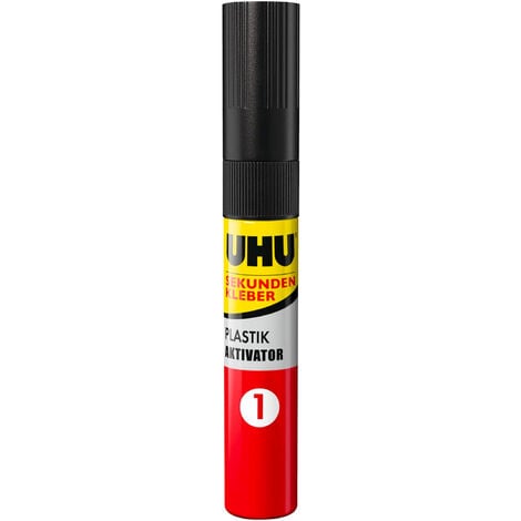 UHU Power glue tous plastiques - colle instantanée, ultra rapide et forte, tous plastiques, transparente, tube activateur 3ml + tube colle 2g