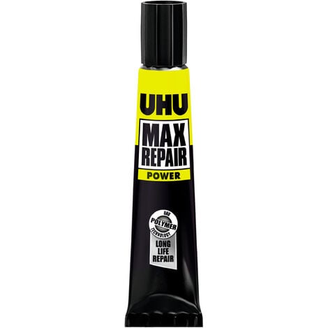 UHU Max Repair power - Colle extra puissante et flexible, transparente, idéale pour les chaussures, le caoutchouc, le cuir, tube 20g