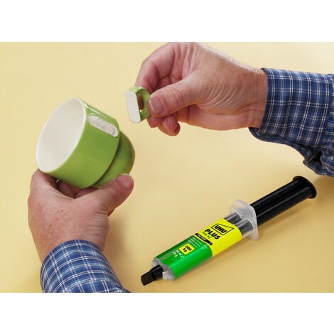 UHU Colle époxy plus - Colle époxy 2 composants, super forte, rapide et précise, serringue avec canule auto-mélangeuse, transparent, 15g