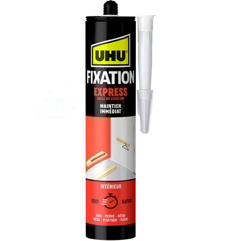 UHU Fixation express - Colle de montage ultra forte et rapide, blanche, cartouche 370g