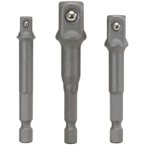 Ks Tools – Jeu de 3 adaptateurs porte-douilles 1/4''-3/8''-1/2'' – Entraînement hexagonal DIN 3126 – Acier S2 pour visseuses et perceuses