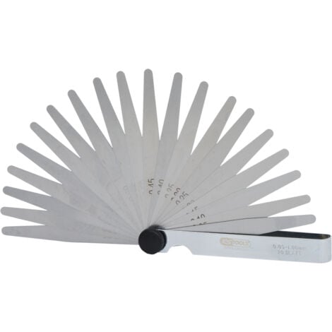 KS Tools - Jauge d'épaisseur 20 lames de 0,05 à 1 mm, L.100 mm sur carte - 300.0600-E