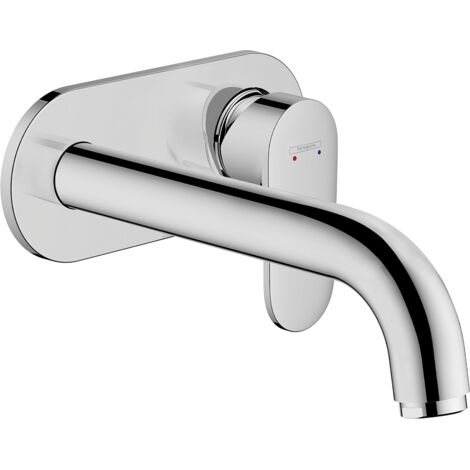 Hansgrohe – Mitigeur lavabo encastré mural chrome brillant – Bec de 20,4 cm – Débit EcoSmart 5 l/min – Poignée céramique à gauche/droite – 71576000
