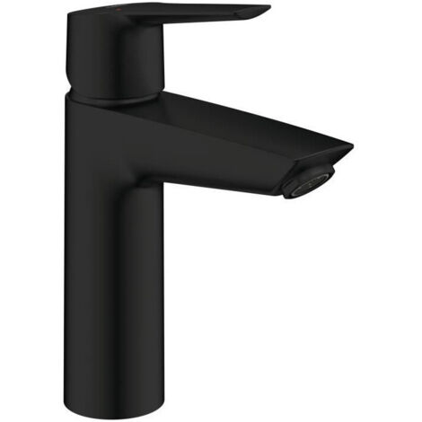 Grohe – Mitigeur de lavabo noir mat monocommande – Hauteur 192 mm – Limiteur de débit ajustable – Installation monotrou rapide