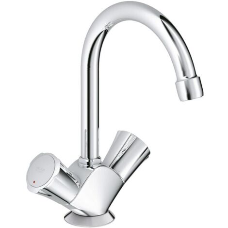 Mélangeur de lavabo monotrou chromé Costa L – Bec haut mobile – Finition GROHE StarLight – Installation facile avec flexibles souples