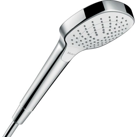 Hansgrohe – Douchette à main 110mm 3 jets – Chrome et blanc – Économie d'eau 9l/min – Système QuickClean – 26813400