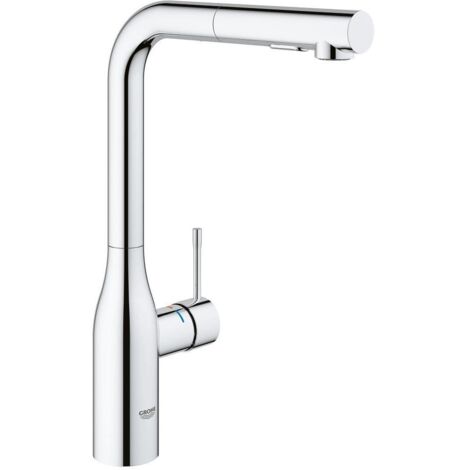Grohe – Mitigeur d’évier avec douchette extractible – Bec haut – Montage monotrou – Finition chromée – Cartouche céramique 28 mm – 30270000
