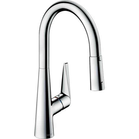Hansgrohe – Mitigeur de cuisine 72813000 chromé – Douchette extractible avec jet laminaire et jet pluie – Hauteur sous bec 185mm – Débit 9 l/min
