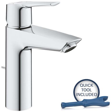 Grohe – Mitigeur de lavabo 23552002 – Finition chromée – Hauteur totale 23 cm – Débit 5 l/min – Monotrou avec bonde automatique