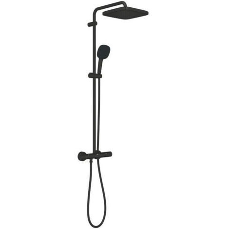 Grohe – Set de douche thermostatique noir mat 250x250 mm – 2 jets pluie et stimulant – Mitigeur avec fonction inverseur – 266962431