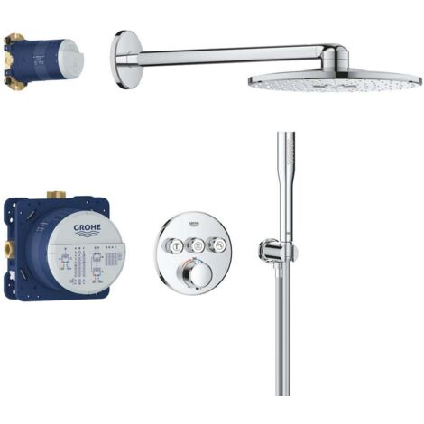 Grohe – Colonne de douche thermostatique avec mitigeur Precision SmartControl – Douche de tête 310 mm avec 2 jets – Flexible 1500 mm – 34874000