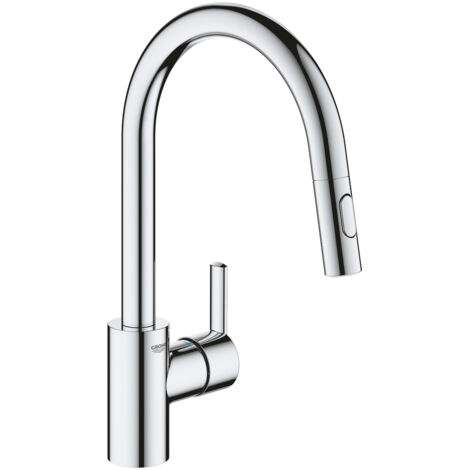 Mitigeur de cuisine col de cygne avec douchette extractible – Bec haut pivotant 360° – Finition chromée GROHE StarLight – Cartouche céramique 35mm