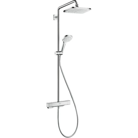 Hansgrohe – Colonne de douche thermostatique 280 EcoSmart – Douche de tête RainAir 280mm – Mitigeur avec fonction EcoStop – 27660000
